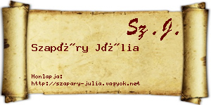 Szapáry Júlia névjegykártya