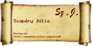 Szapáry Júlia névjegykártya