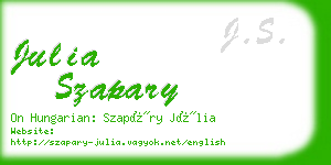 julia szapary business card